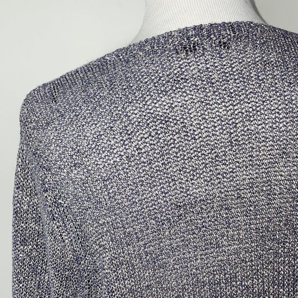 J. McLaughlin Size L Purple Linen V Neck Long Sleeve Metallic Knit Sweater - Picture 4 of 16